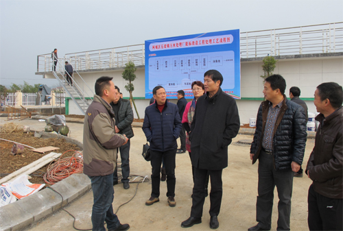 市人大常委会副主任章俊一行也曾实地察看过石梁镇污水处理厂建设情况