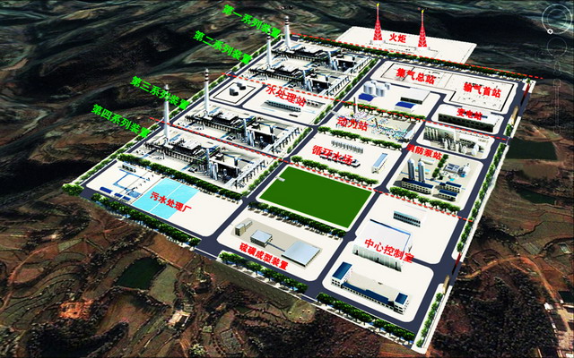 中国石油化工股份有限公司西南油气分公司元坝气田天然气净化厂3D示意图