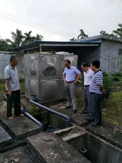 海南省水务厅总工现场指导定安县龙湖镇永丰水厂供水