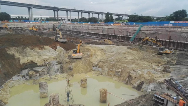 全地埋式结构广州市洛溪岛净水厂一期工程正紧张施工